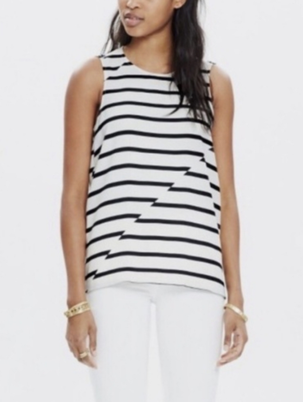 Madewell Assymmetrical Strip Blouse